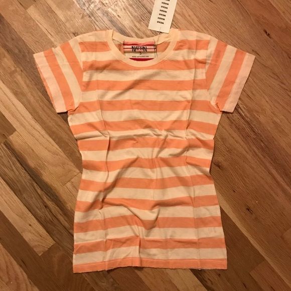 Nation Ltd. Striped Crewneck Tee (Peach/Vanilla) - Picture 4 of 4